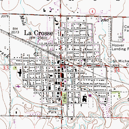 Topographic Map of La Crosse Municipal Power Plant, KS