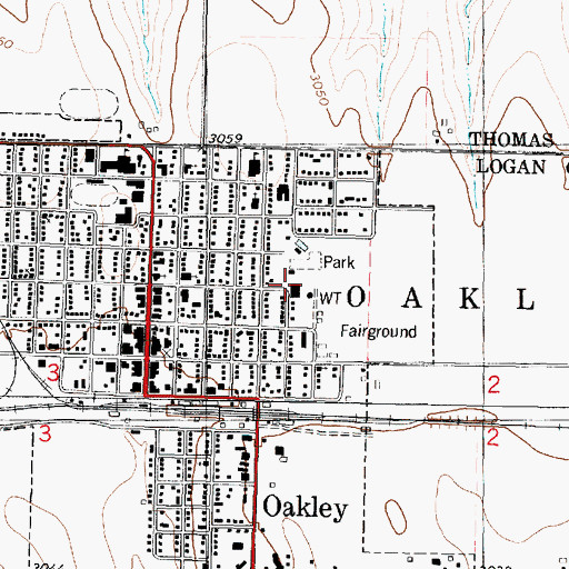 Topographic Map of Oakley Municipal Power Plant, KS