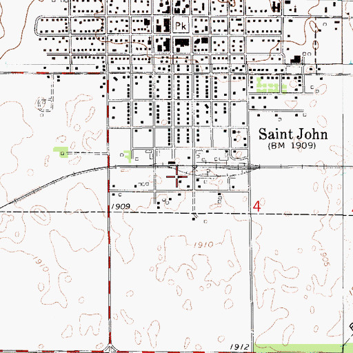 Topographic Map of St. John Municipal Power Plant, KS