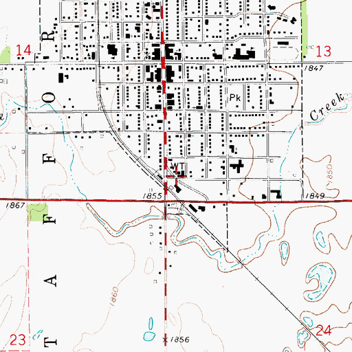 Topographic Map of Stafford Municipal Power Plant, KS