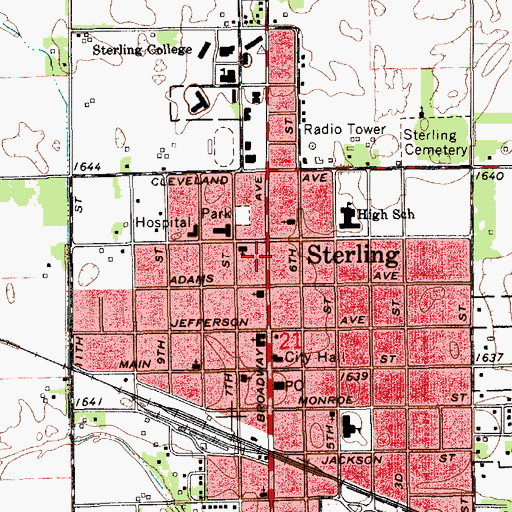 Topographic Map of Sterling Municipal Power Plant, KS