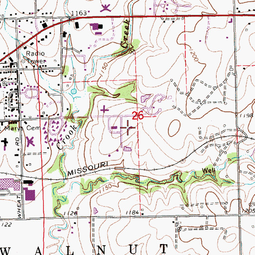 Topographic Map of Winfield Municipal Power Plant, KS