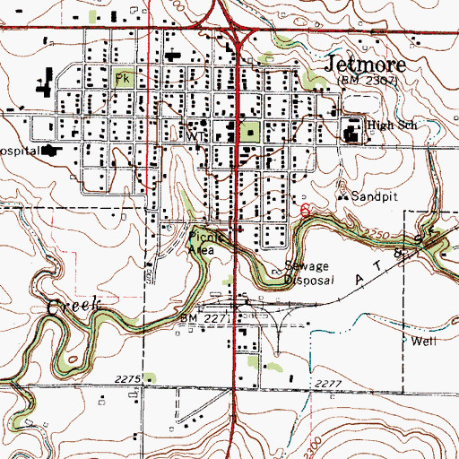 Topographic Map of Jetmore Power Plant, KS