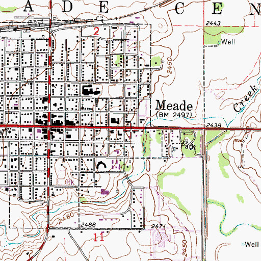 Topographic Map of Meade City Municipal Plant, KS