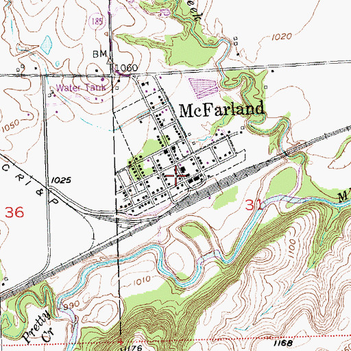 Topographic Map of McFarland Post Office, KS