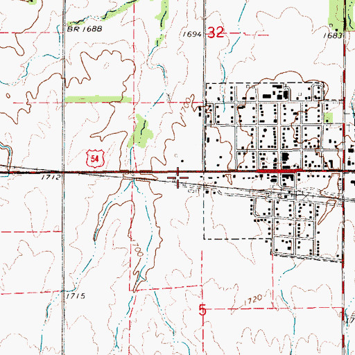 Topographic Map of Green Acres Trailer Court, KS