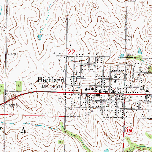 Topographic Map of Highland Community College Heritage Hall, KS