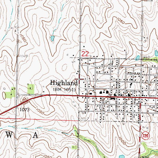 Topographic Map of Highland Community College Piper Hall, KS