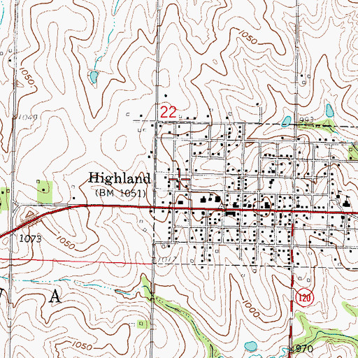 Topographic Map of Highland Community College Rubeti Hall, KS