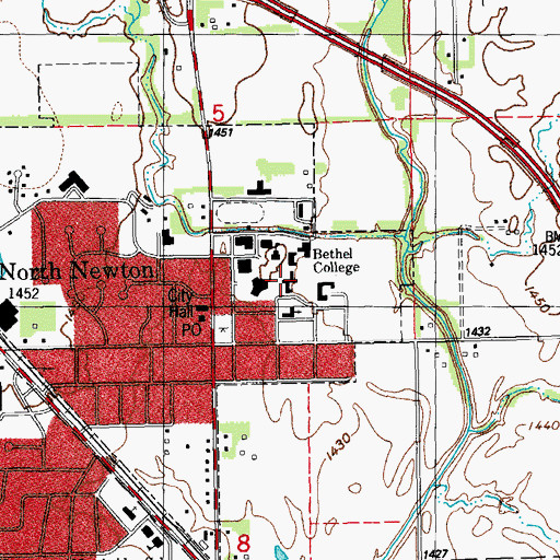 Topographic Map of Bethel College Haury Hall, KS