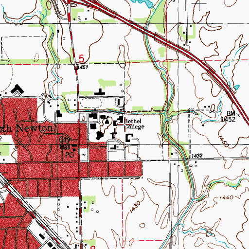 Topographic Map of Bethel College Voth Hall, KS