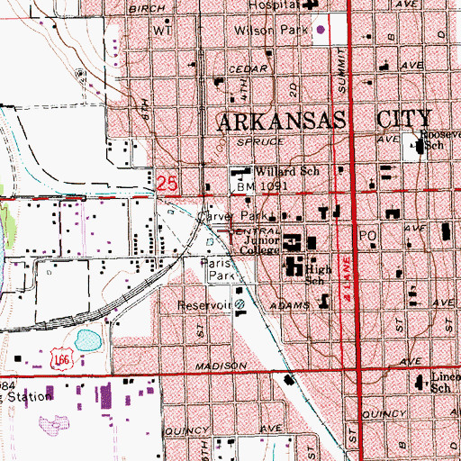 Topographic Map of Cowley County Community College Central Avenue Dormitory, KS