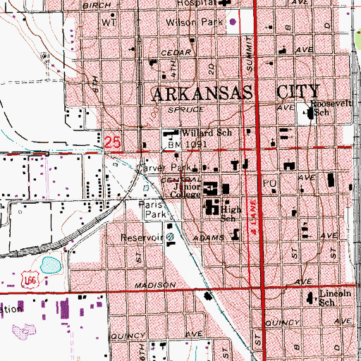 Topographic Map of Cowley County Community College Kirke W Dale Dormitory, KS