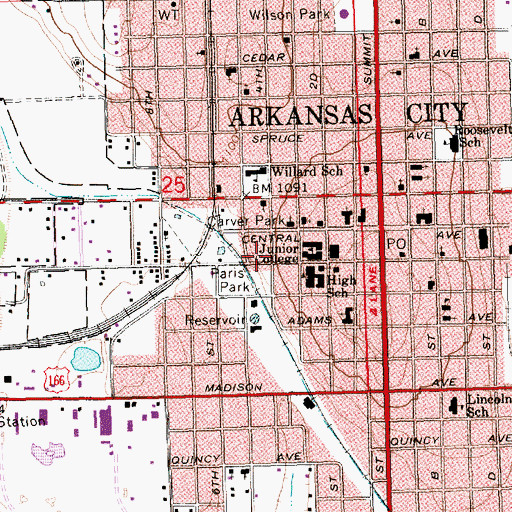 Topographic Map of Cowley County Community College Oscar Kimmell Dormitory, KS