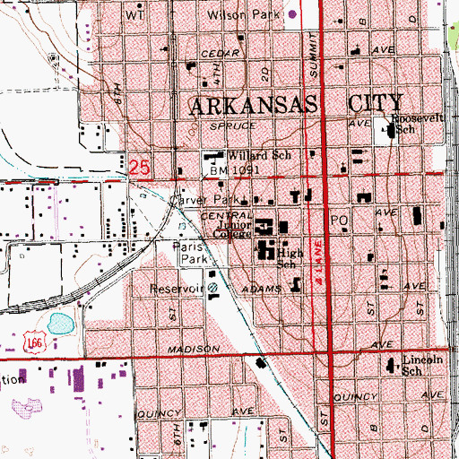 Topographic Map of Cowley County Community College William R Docking Dormitory, KS