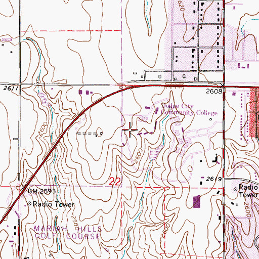 Topographic Map of Dodge City Community College Coleman Webb Hall, KS