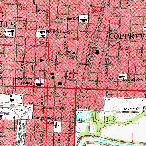 Topographic Map of Montgomery County Health Department, KS