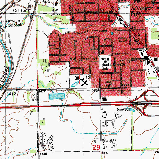 Topographic Map of Asbury Park - Friendly Acres, KS