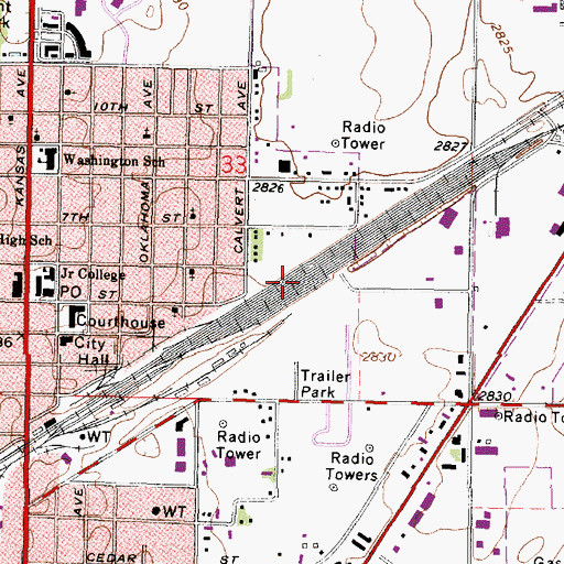 Topographic Map of Union Pacific Railroad Yard, KS