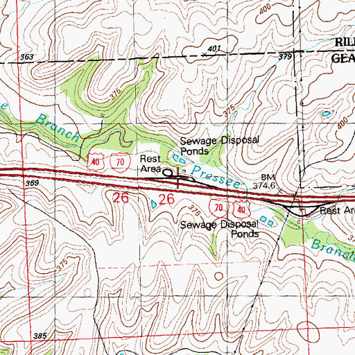 Topographic Map of Kansas Department of Transportation Geary County Rest Area Interstate 70 West, KS