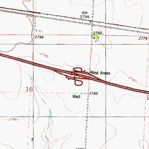 Topographic Map of Kansas Department of Transportation Gove County Rest Area, KS