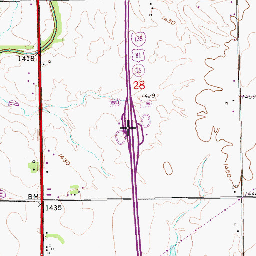 Topographic Map of Kansas Department of Transportation Harvey County Rest Stop, KS