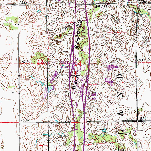 Topographic Map of Kansas Department of Transportation McPherson County Rest Area, KS