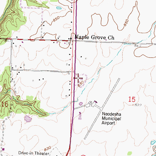 Topographic Map of Kansas Department of Transportation Neodesha Rest Area, KS