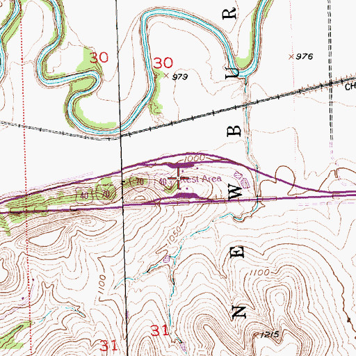 Topographic Map of Kansas Department of Transportation Wabaunsee County Rest Area, KS