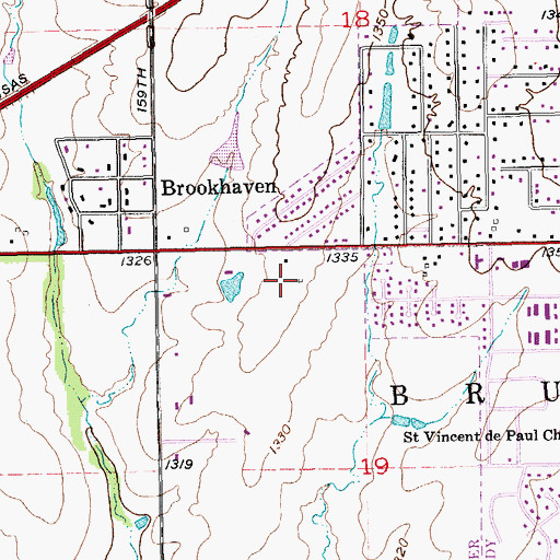 Topographic Map of Andover Assembly of God, KS