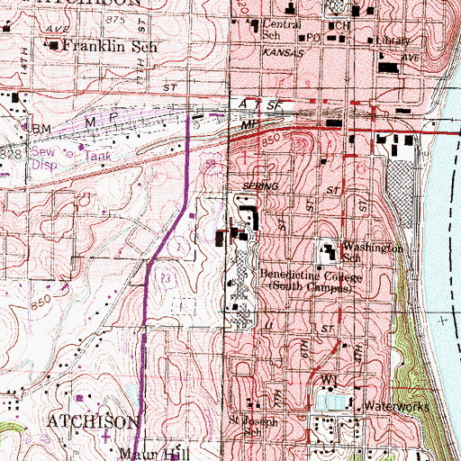 Topographic Map of Atchison Heritage Conference Center, KS