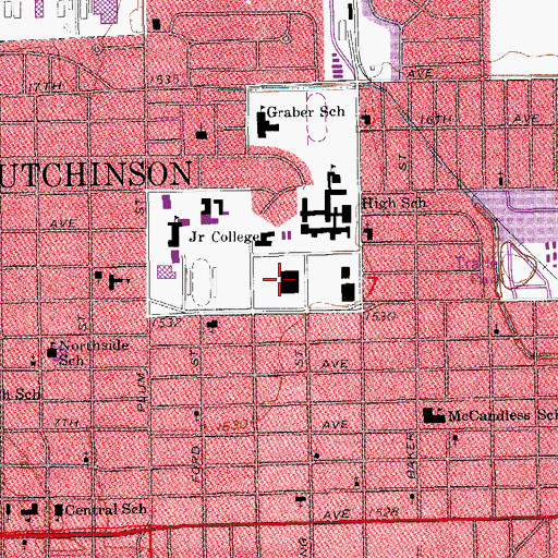 Topographic Map of Hutchinson Community College Sports Arena, KS