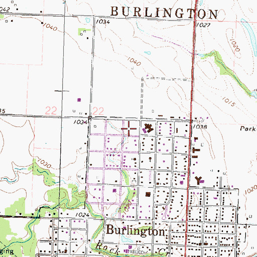 Topographic Map of Burlington Recreation Center, KS