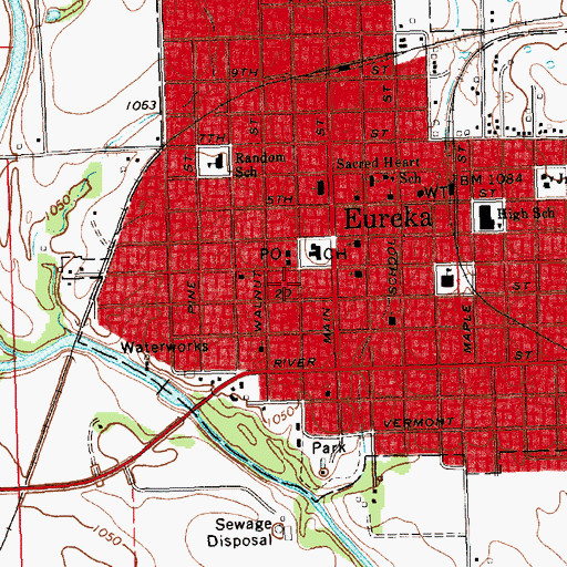 Topographic Map of Eureka Senior Center, KS