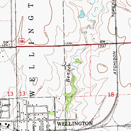 Topographic Map of Wellington Kampgrounds of America, KS