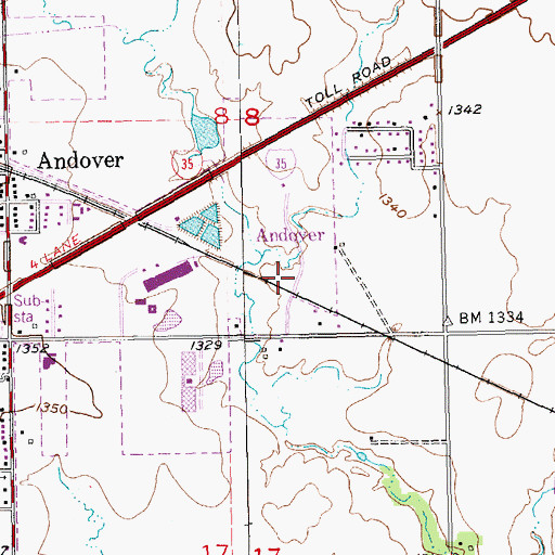 Topographic Map of Andover Community Center, KS