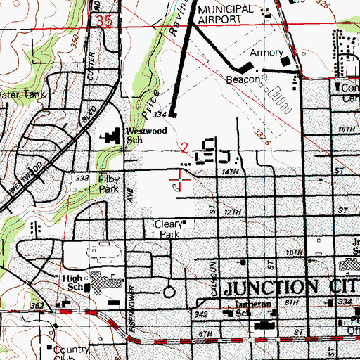 Topographic Map of Rathert Stadium, KS