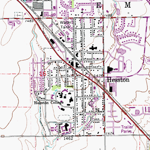 Topographic Map of Hesston Area Senior Center, KS