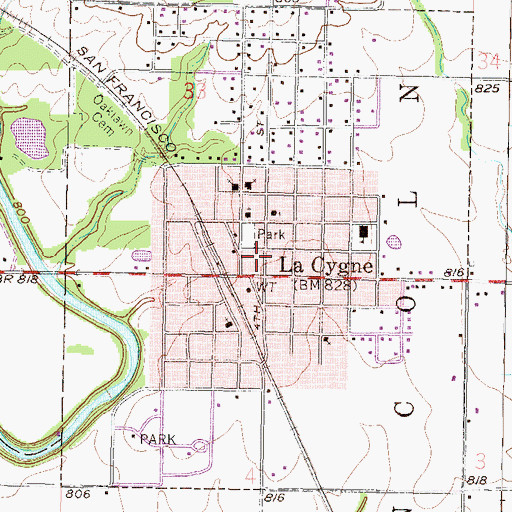 Topographic Map of La Cygne Senior Center, KS