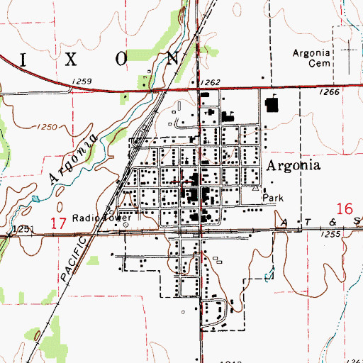 Topographic Map of Argonia Community Center, KS
