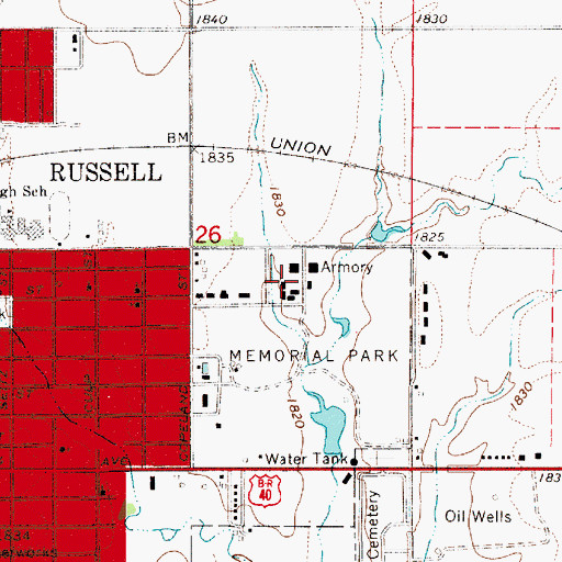 Topographic Map of Russell County Fairgrounds, KS