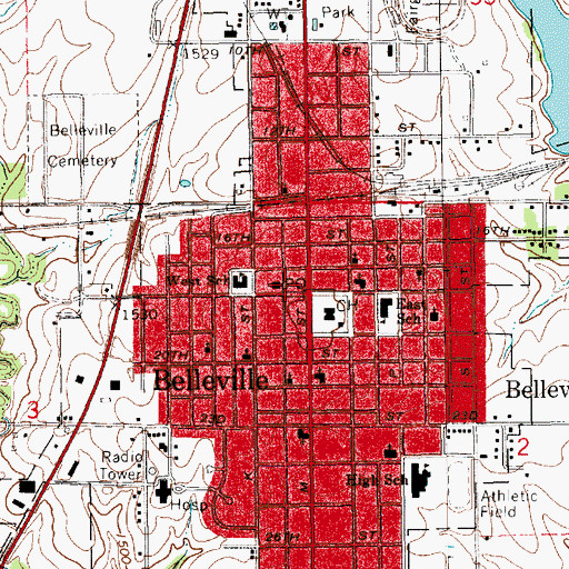 Topographic Map of Belleville Chamber of Commerce, KS