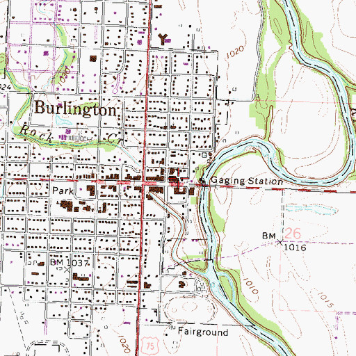 Topographic Map of Burlington Senior Center, KS