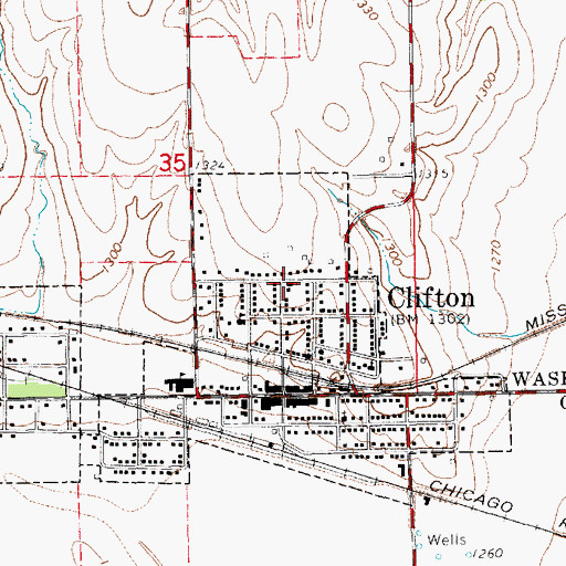 Topographic Map of Saint Marys Catholic Church, KS