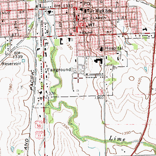 Topographic Map of Herington Fairgrounds, KS