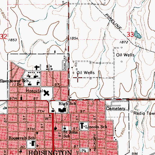 Topographic Map of Hoisington Activity Center, KS