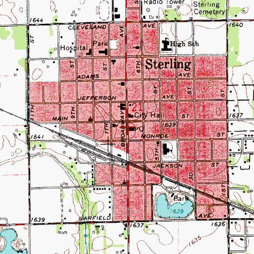 Topographic Map of Sterling Chamber of Commerce, KS