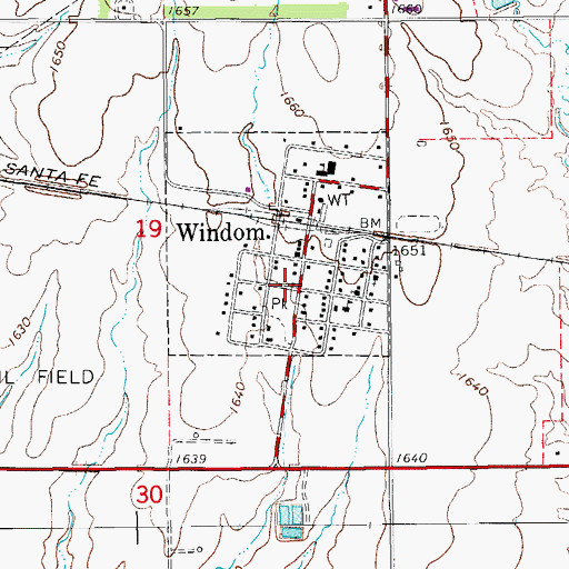 Topographic Map of Windom Senior Center, KS