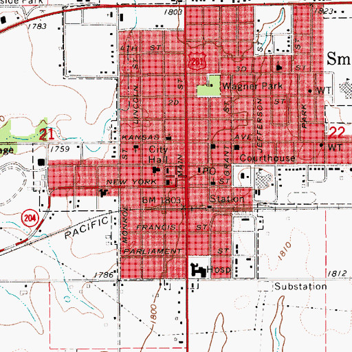 Topographic Map of Smith Center Chamber of Commerce, KS
