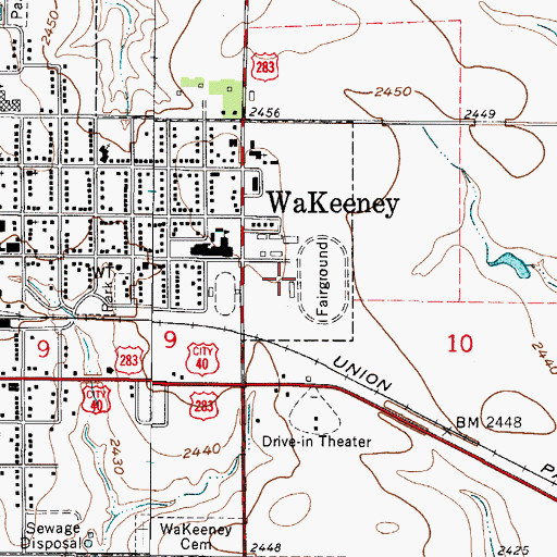 Topographic Map of Trego County Fairgrounds, KS
